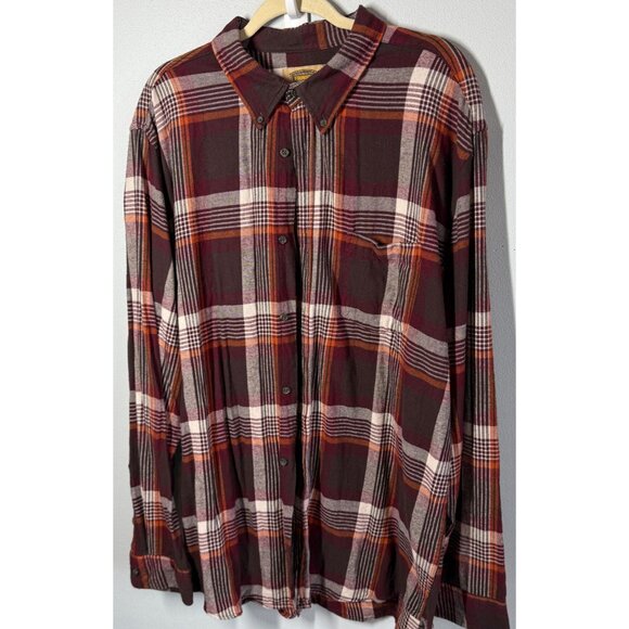 Foundry Mens Plaid Flannel Button Up Shirt XLT 100% Cotton Trucker Lumberjack - Picture 1 of 12